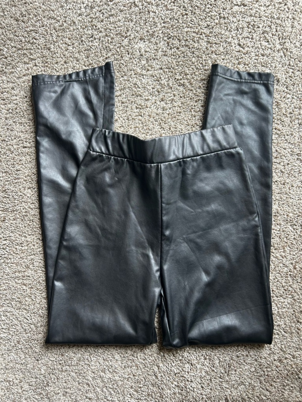 Avec Les Filles Black Skinny Flare Faux Leather Pants